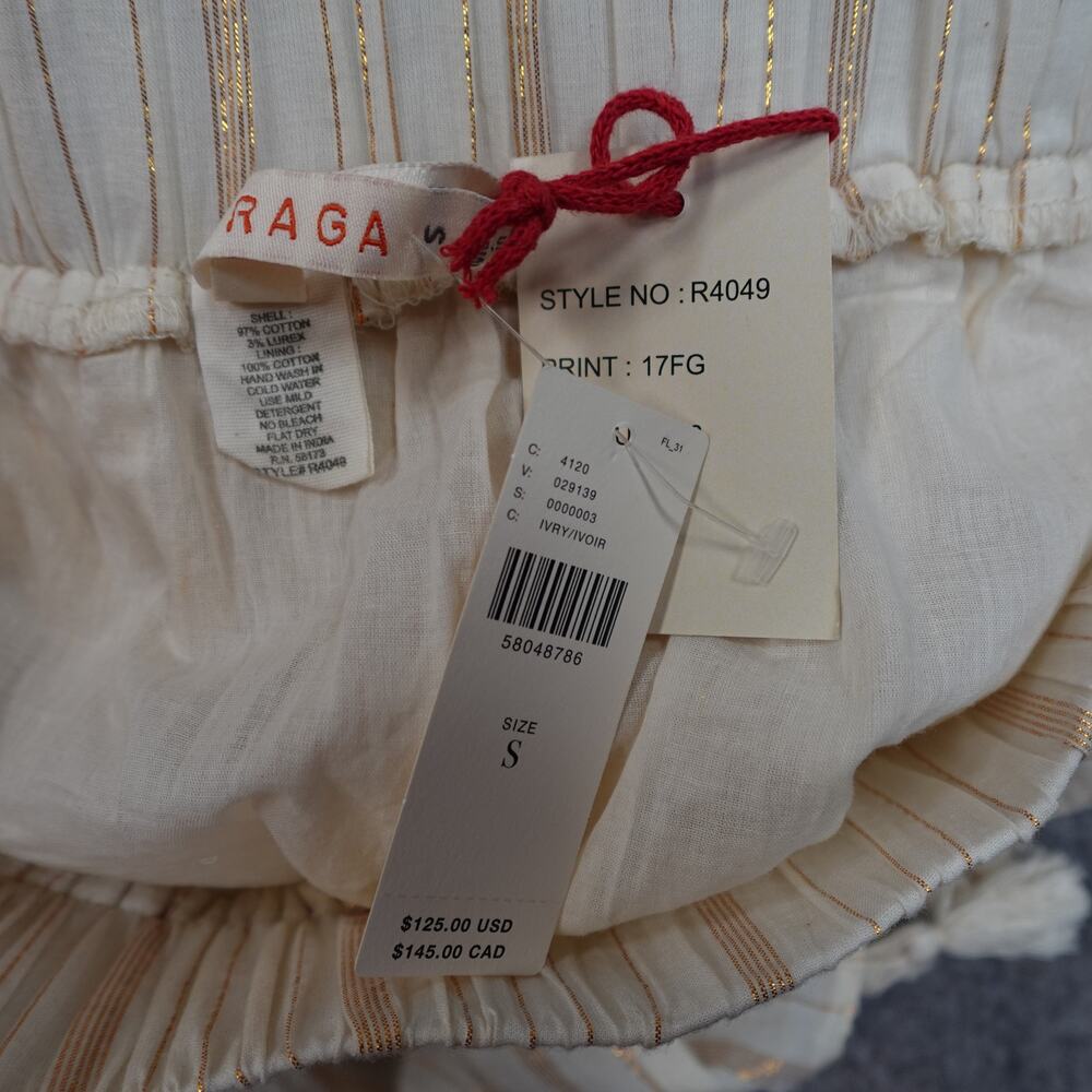 Anthropologie Skirt Womens Small NWT Midi Raga Raffaella Tasseled Boho Tan Cream - Picture 9 of 10